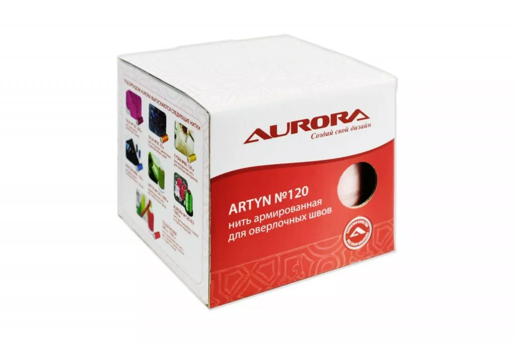 Нитки армированные Aurora Artyn №120, 1000 м Нитки армированные Aurora Artyn №120, 1000 м