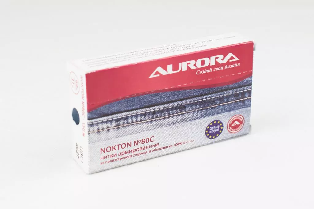 Нитки двухцветные для джинсы Aurora Nokton № 80C, 150 м Нитки двухцветные для джинсы Aurora Nokton № 80C, 150 м