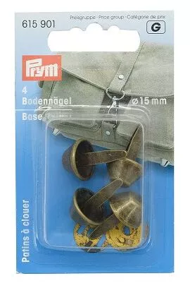 Prym 615901 Гвоздики для дна сумки металлические 15 мм, состаренная латунь, 4 шт. Prym 615901 Гвоздики для дна сумки металлические 15 мм, состаренная латунь, 4 шт.