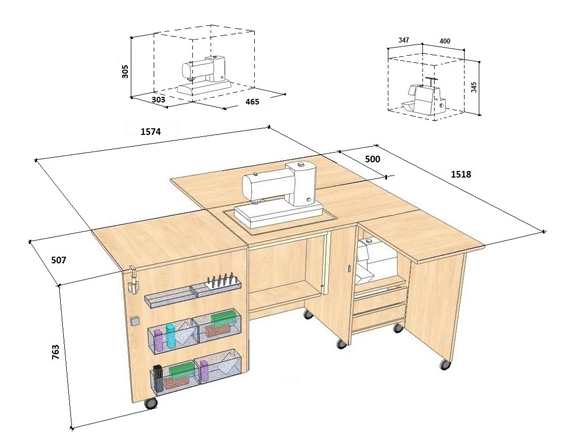 Швейный стол трансформер чертеж